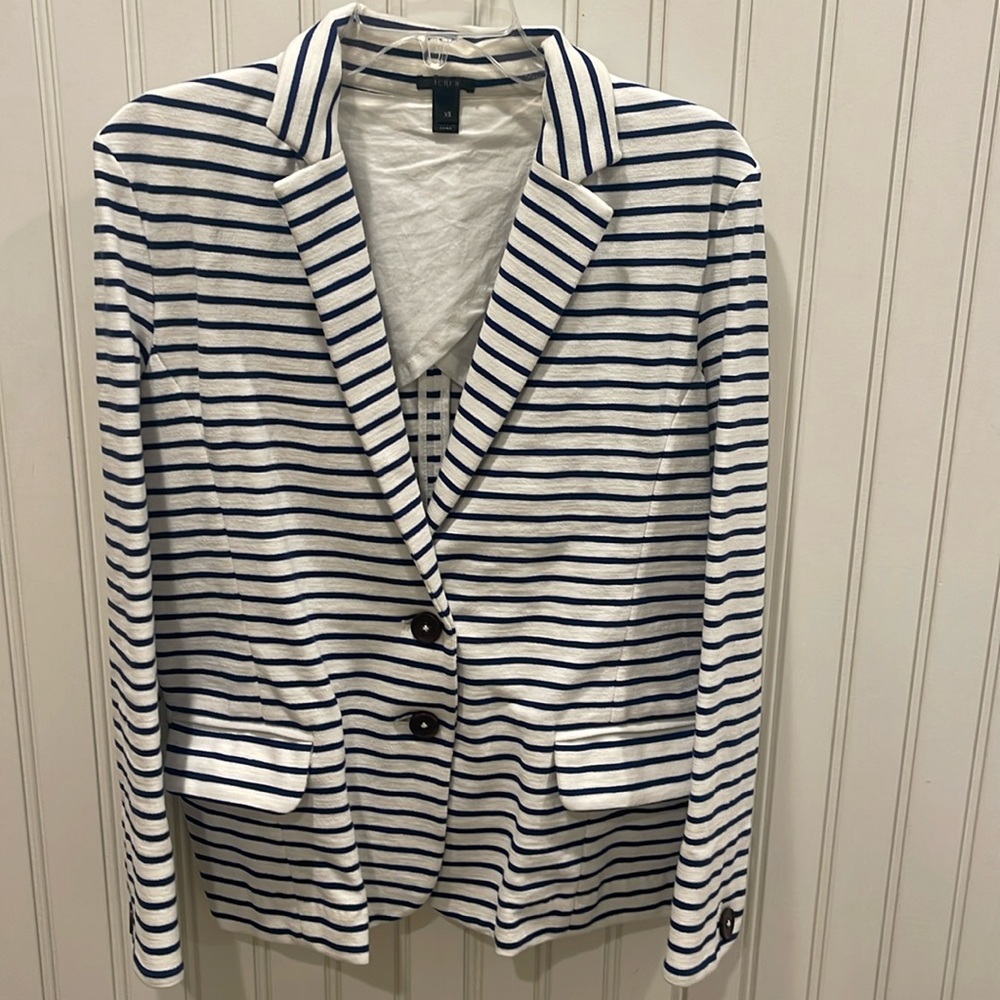 J CREW Blazer Blue Stripe Nautical Maritime